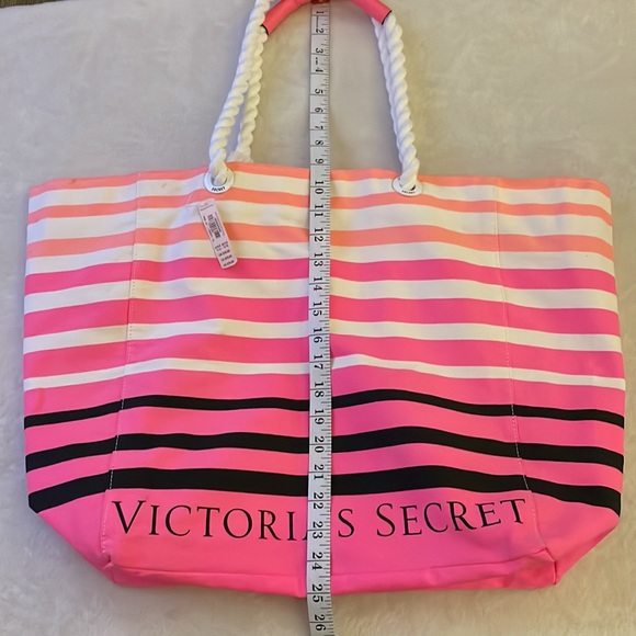 NWT Victoria’s Secret Canvas Pink Stripes Tote Bag - Picture 11 of 13